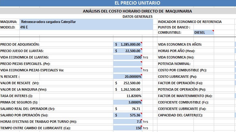 Como Se Calcula El Costo Horario De Maquinaria